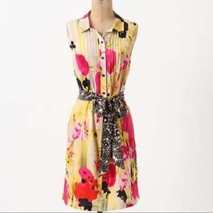 Tabitha silk multicolor flower button down dress